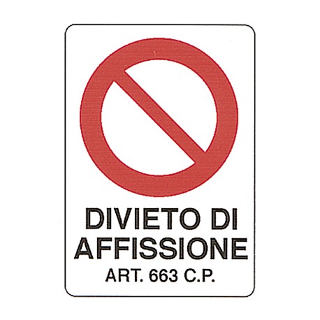 CARTELLO 'DIVIETO DI AFFISSIONE'