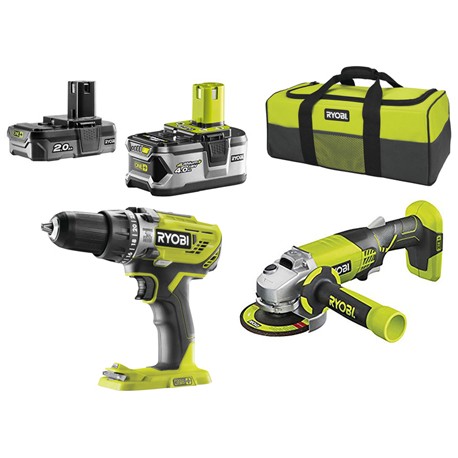 KIT TRAPANO + SMERIGLIATRICE RYOBI