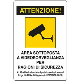 CARTELLO 'AREA VIDEOSORVEGLIATA'